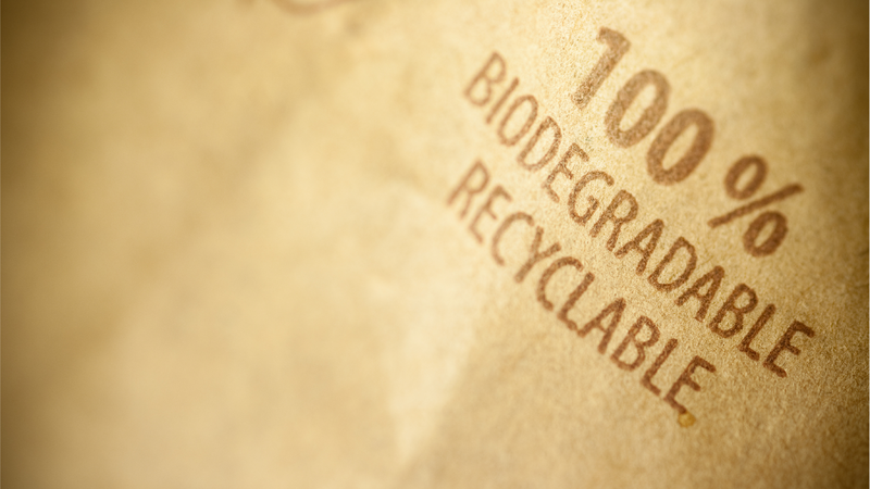 Papier Kraft avec les mots 100 % biodégradable recyclable